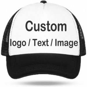 Baseball Caps Personalized Unisex Mesh Baseball Cap Custom Your Own Design Logo Text Photo Hat - Black - CB183MQIOOD $24.35