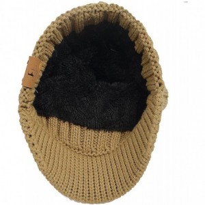Skullies & Beanies Men Stripe Knit Visor Beanie Hat for Winter - B320-khaki - CN186MEH8XI $9.28