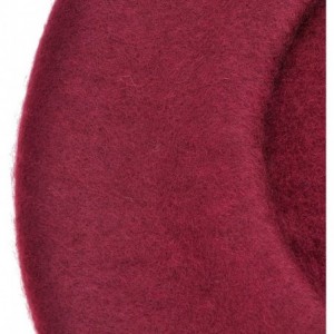Berets Wool French Beret Hat Solid Color Beret Cap for Women Girls - Burgundy - C8187I4875Y $11.12