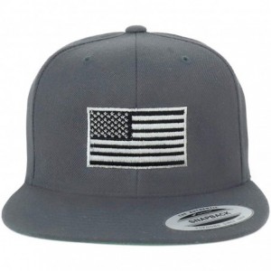 Baseball Caps Flexfit Oversize XXL Grey American Flag Embroidered Structured Flatbill Snapback Cap - Charcoal - CG18LGSNLAN $...