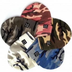 Skullies & Beanies Hat Unisex Soft Stretch Knitted Camouflage Skully Beanie Hat (HTM-12) - Olive - CY18W3730O2 $10.62
