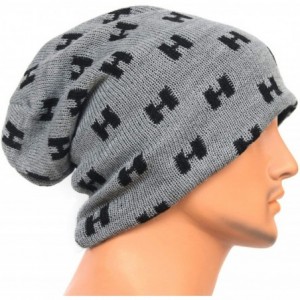 Skullies & Beanies Unisex Adult Winter Warm Slouch Beanie Long Baggy Skull Cap Stretchy Knit Hat Oversized - Greyblack - CO12...