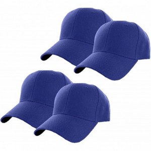 Baseball Caps Plain Adjustable Baseball Cap Classic Adjustable Hat Men Women Unisex Ballcap 6 Panels - Blue/Pack 4 - CO192WOL...