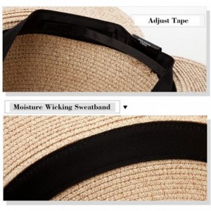 Sun Hats Womens Floppy Summer Sun Beach Straw Hat UPF50 Foldable Wide Brim 55-60cm - 89015_coffee1 - CZ18UQ3TDON $25.85