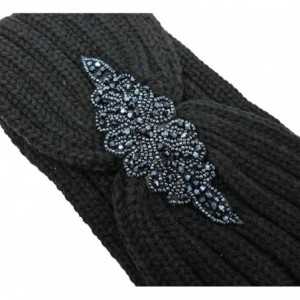Cold Weather Headbands Women's Winter Soft Warm Knit Head Band Ear Warmer Head Wrap - Flower Beaded- Black - CI18IOCYCY6 $20.25
