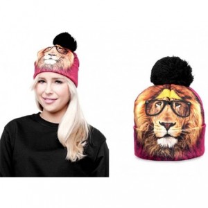 Skullies & Beanies Women Men Fashion Winter 3D Beanies Cap Cup Hip Hop Sports Pom Pom Hat - Cute Lion - CB12N34SCGH $16.22