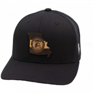 Baseball Caps Missouri 'The 24' Leather Patch Hat Curved Trucker - Brown/Tan - CT18IGORQ8W $28.71