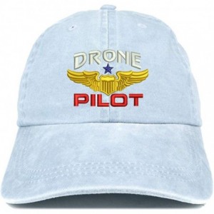 Baseball Caps Drone Pilot Aviation Wing Embroidered Cotton Adjustable Washed Cap - Light Blue - CQ18KNHM04G $39.27