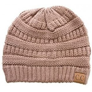 Skullies & Beanies Trendy Warm Chunky Soft Stretch Cable Knit Beanie Skull Cap - Taupe - CX126QDGCY9 $23.73