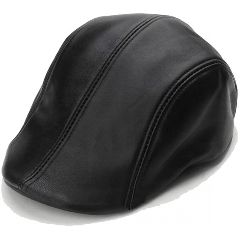 Genuine Leather Sheepskins Flat Newsboy Caps Cabbie Hat 2XL Black ...