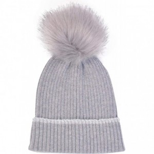 Skullies & Beanies Womens Winter Knit Beanie Hat for Women Girls Slouchy Warm Hats with Faux Fur Pompom Chunky Ski Cap Stretc...