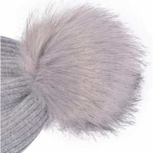 Skullies & Beanies Womens Winter Knit Beanie Hat for Women Girls Slouchy Warm Hats with Faux Fur Pompom Chunky Ski Cap Stretc...