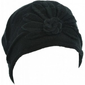 Bucket Hats Women's Wool Cloche Hat Bucket Floral Patter Winter Vintage - Black - C1193WY8NA0 $42.23