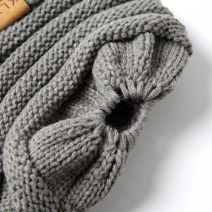Skullies & Beanies Unisex Men Women High Bun Ponytail Baggy Warm Crochet Wool Knit Ski Hat Skull Beanie Caps - Kid-gray - CG1...