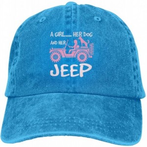 Baseball Caps A Girl Her Dog Her Classic Vintage Washed Denim Caps Baseball Hat Unisex - Blue - CG18WYX8COI $29.34