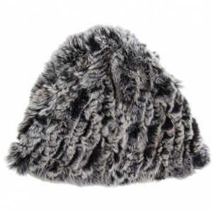 Skullies & Beanies Knitted Rex Rabbit Fur Beanie Hat - Black Snowtop - C1111LW9L6R $91.18
