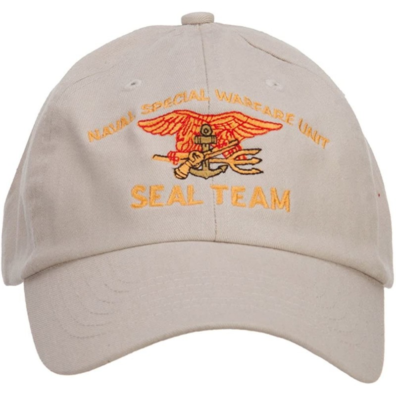 Baseball Caps Naval Warfare Seal Team Military Embroidered Low Profile Cap - Stone - CB124YM2BRL $53.44