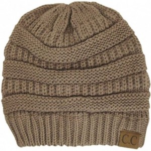 Skullies & Beanies Women's Thick Soft Knit Beanie Cap Hat - Beige - CF11N5DD7LZ $20.19