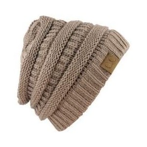 Skullies & Beanies Women's Thick Soft Knit Beanie Cap Hat - Beige - CF11N5DD7LZ $10.89
