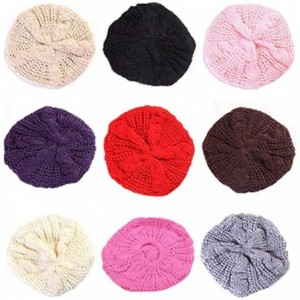 Berets Women's Lady Knitted Beret Braided Baggy Beanie Crochet Hat Ski Cap - Coffee - C211MIPEMH9 $8.16