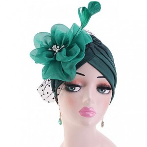 Skullies & Beanies Shiny Flower Turban Shimmer Chemo Cap Hairwrap Headwear Beanie Hair Scarf - Green2 - CB194ULDTNX $8.01