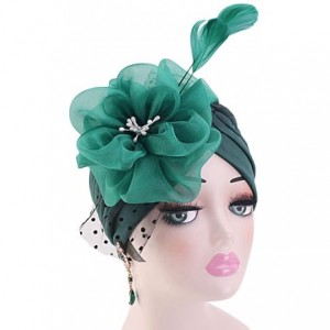 Skullies & Beanies Shiny Flower Turban Shimmer Chemo Cap Hairwrap Headwear Beanie Hair Scarf - Green2 - CB194ULDTNX $8.01