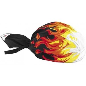 Skullies & Beanies Doo Rag Black Flames Head Wrap with Sweatband Durag Bandana Pirate Hat - CM126WZZGCF $30.46