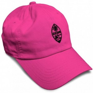 Baseball Caps Custom Soft Baseball Cap Seal of Guam Embroidery Cotton Dad Hats for Men & Women - Hot Pink - CY18TLHIEKO $31.13