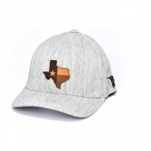 Baseball Caps Texas 'The 28' Leather Patch Hat Flex Fit - Heather Grey - CU198YEDY22 $56.22