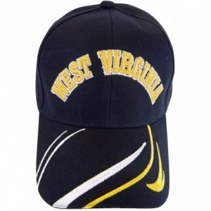 Baseball Caps West Virginia Men's Striped Bill Adjustable Baseball Cap - Navy - CY17YII4288 $23.44