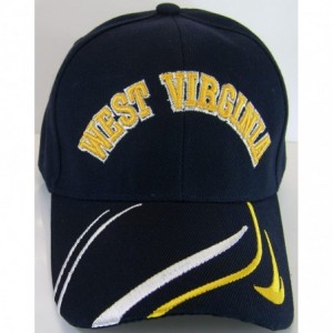 Baseball Caps West Virginia Men's Striped Bill Adjustable Baseball Cap - Navy - CY17YII4288 $22.29