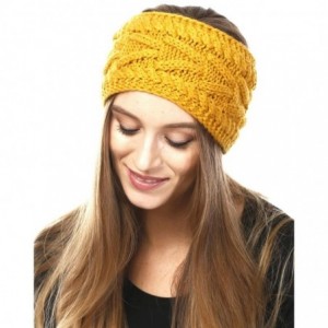 Cold Weather Headbands Women's Soft Knitted Winter Headband Head Wrap Ear Warmer (Solid Cable-Mustard) - Mustard - CW18K6EUEA...