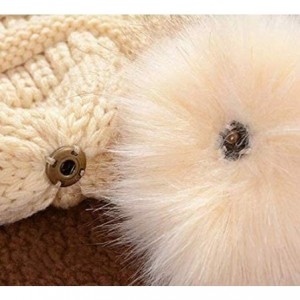 Skullies & Beanies Slouchy Winter Knit Beanie Cap Chunky Faux Fur Pom Pom Hat Bobble Ski Cap - Pink 01 - CJ18E8TSIE4 $13.24