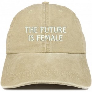 Baseball Caps The Future is Female Embroidered Soft Washed Cotton Adjustable Cap - Khaki - C417YT5WI23 $38.58