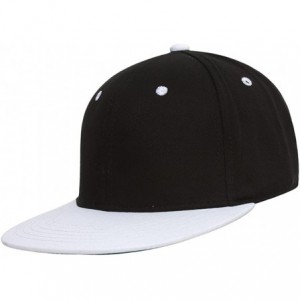 Baseball Caps Cotton Two-Tone Flat Bill Snapback - Black/White - CP184TH4ENG $19.87