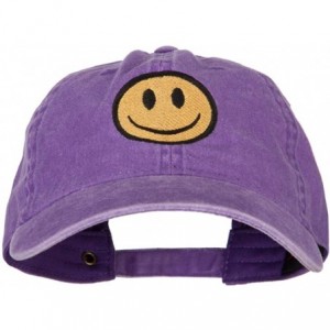 Baseball Caps Smile Face Embroidered Washed Cap - Purple - CY18A9ISOX0 $49.94