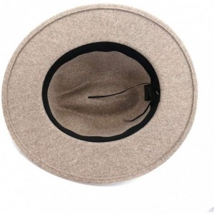 Fedoras Womens Classic Wool Fedora with Belt Buckle Wide Brim Panama Hat - D-oatmeal - CT18AWLLRIK $12.34