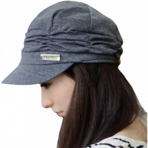 Newsboy Caps Women Girl Fashion Design Drape Layers Beanie Rib Hat Brim Visor Cap FFH010GRY Gray - CK11COU8EDL $15.55