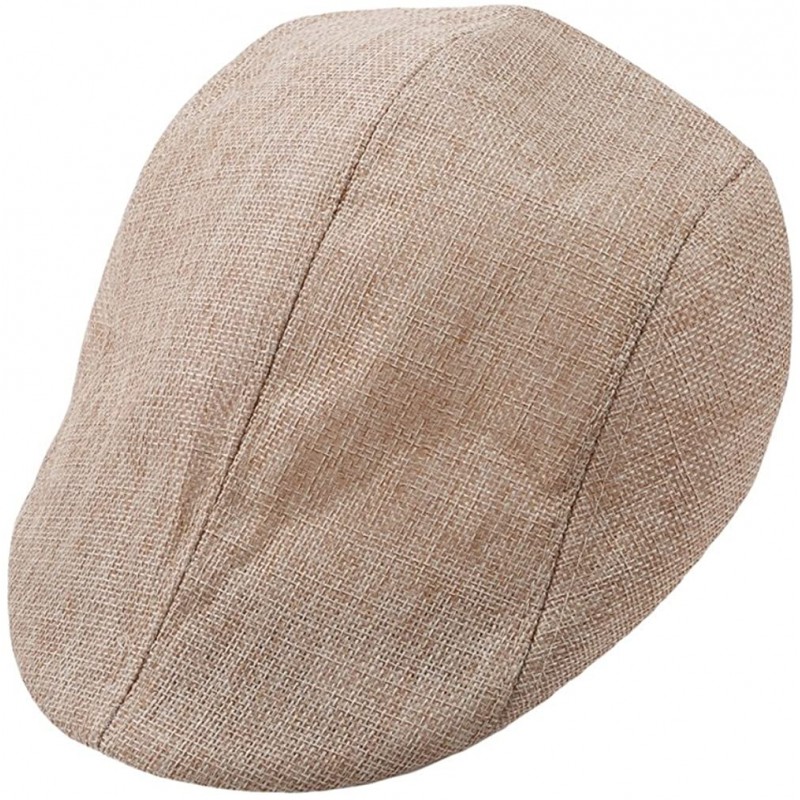 Newsboy Caps Men's Newsboy Hats Cotton Beret Cap- Casual Cabbie Flat Cap - Cream Color - CS18GI8N62X $9.66