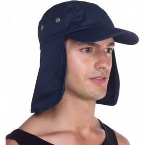 Sun Hats Fishing Sun Cap UV Protection - Ear Neck Flap Hat - Navy - CS182DA48M0 $26.30