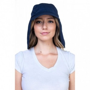 Sun Hats Fishing Sun Cap UV Protection - Ear Neck Flap Hat - Navy - CS182DA48M0 $14.43