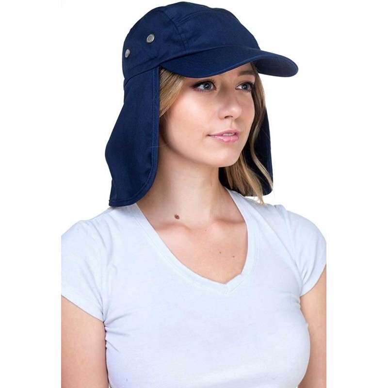 Fishing Sun Cap UV Protection - Ear Neck Flap Hat - Navy - CS182DA48M0