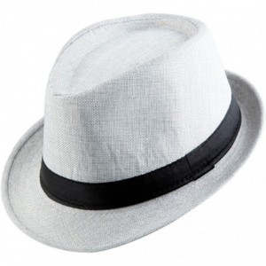 Fedoras Fedora Hats for Women Men-Braid Straw Short Brim Jazz Panama Cap - 012-grey - CD12GBK4UXR $14.16