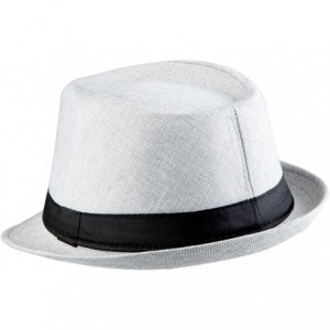 Fedoras Fedora Hats for Women Men-Braid Straw Short Brim Jazz Panama Cap - 012-grey - CD12GBK4UXR $14.16