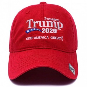 Baseball Caps Trump 2020 Keep America Great Campaign Embroidered US Hat Baseball Cotton Cap - Cotton Red - CP18GGDQ2GO $23.15