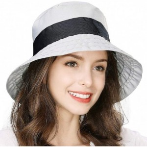 Bucket Hats Womens UPF50+ Summer Sunhat Bucket Packable Wide Brim Hats w/Chin Cord - 00046_gray - C418U79RTGM $32.99