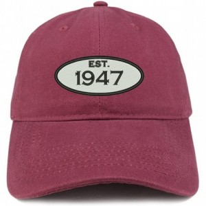 Baseball Caps Established 1947 Embroidered 73rd Birthday Gift Soft Crown Cotton Cap - Maroon - CN180LC2WAW $16.51