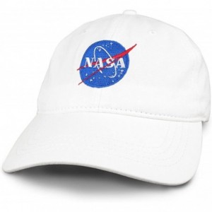 Baseball Caps NASA Insignia Embroidered 100% Cotton Washed Cap - White - CW12HPU10TT $33.15