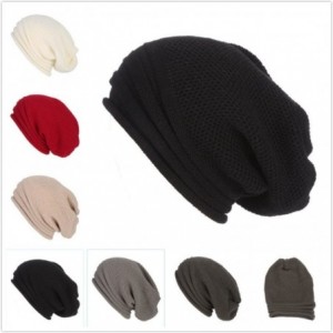 Skullies & Beanies Unisex Knit Slouchy Beanie Chunky Baggy Hat Warm Skull Ski Cap Faux Fur Pompom Hats for Women Men - B-gray...