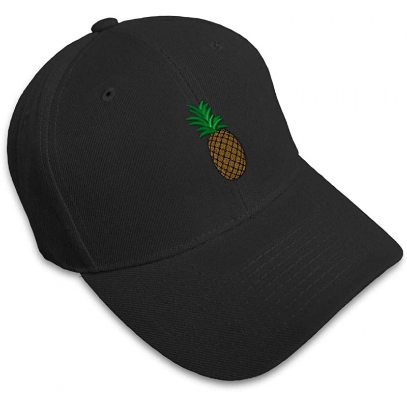 Baseball Caps Custom Baseball Cap Pineapple Embroidery Dad Hats for Men & Women Strap Closure - Black - CN11MQP6JN1 $9.51